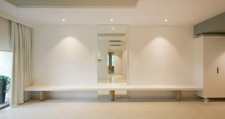 The same room nearly empty, before the show-home install.