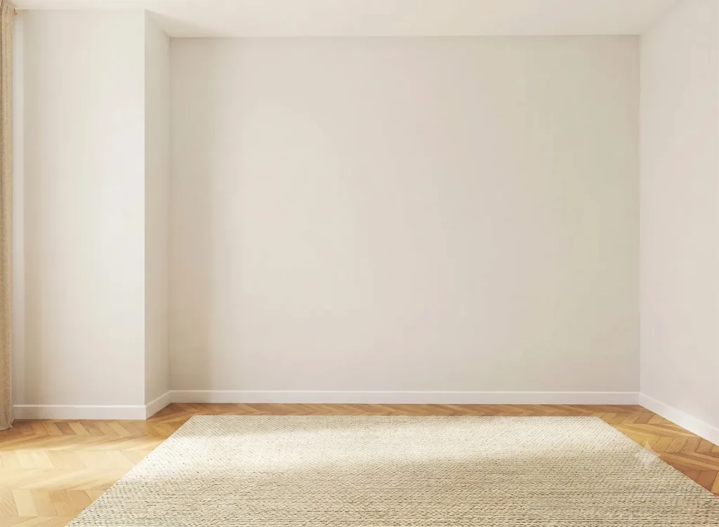 The same room bare, before styling.